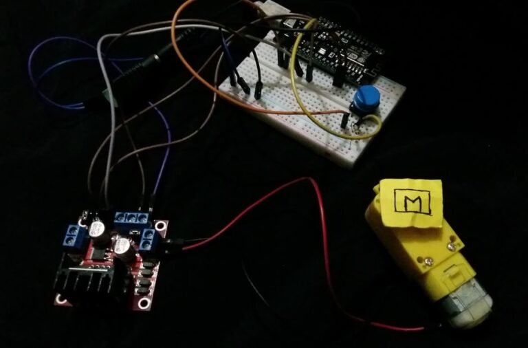 ESP8266 with DC Motor and L289N with push button hardware