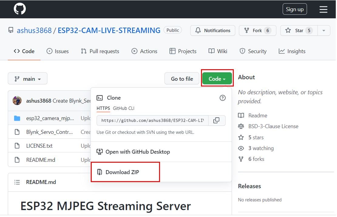 ESP32-CAM MJPEG Streaming Server download source code