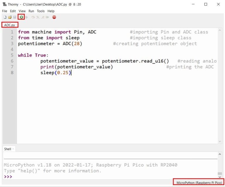 Raspberry Pi Pico Adc With Voltage Measurement Examples