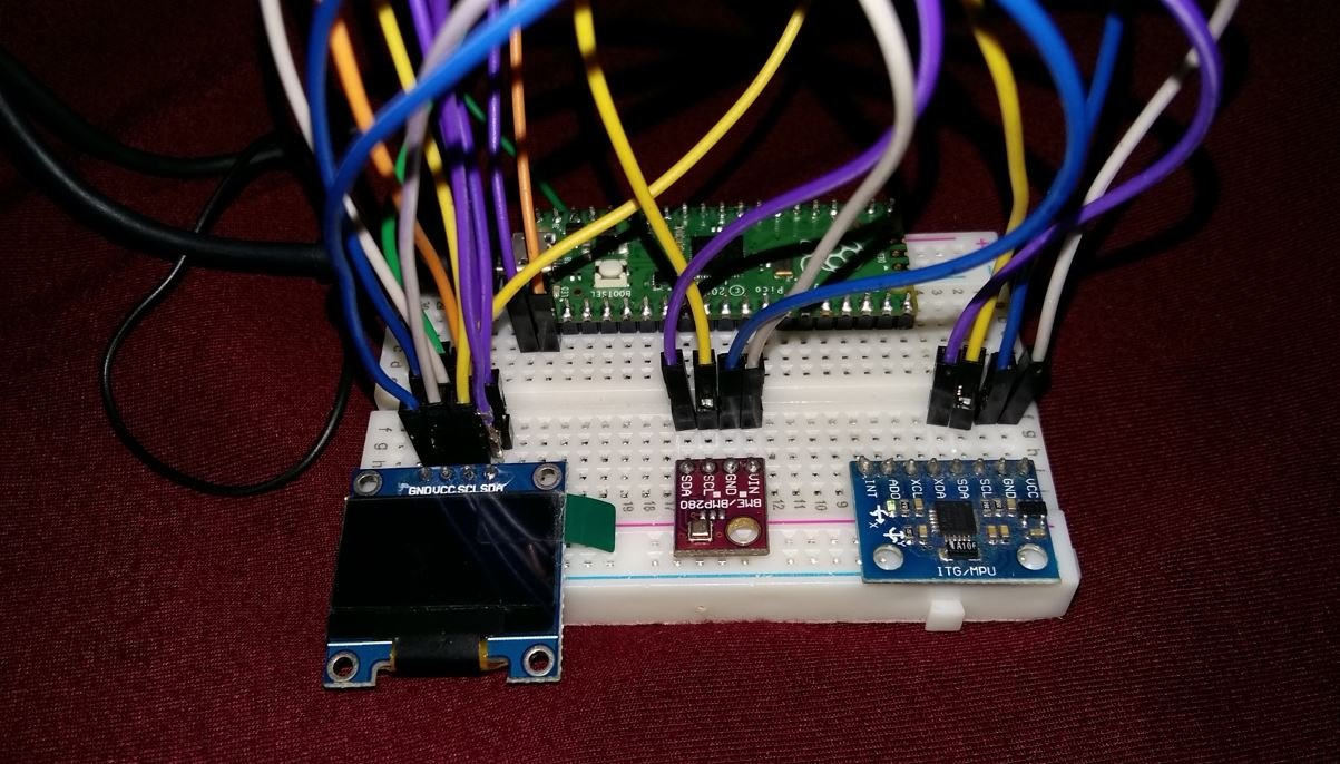 Raspberry Pi Pico with OLED, BME280 and MPU6050