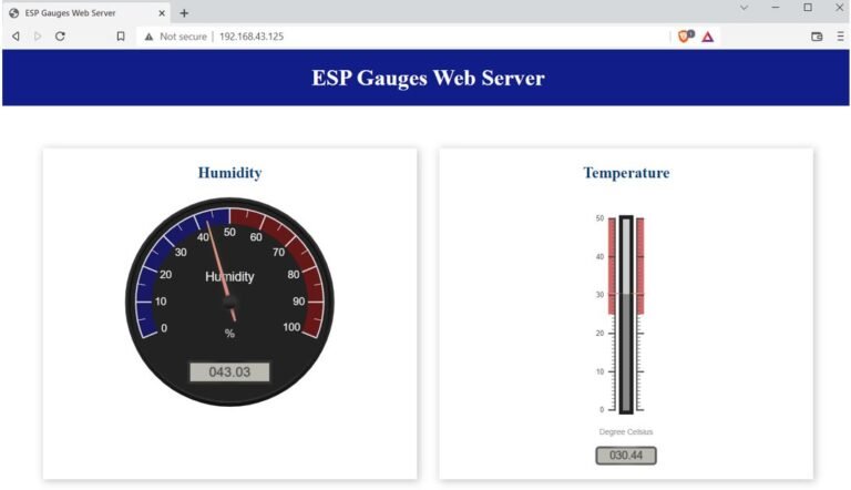 Display Sensor Readings in Gauges with ESP32 Web Server
