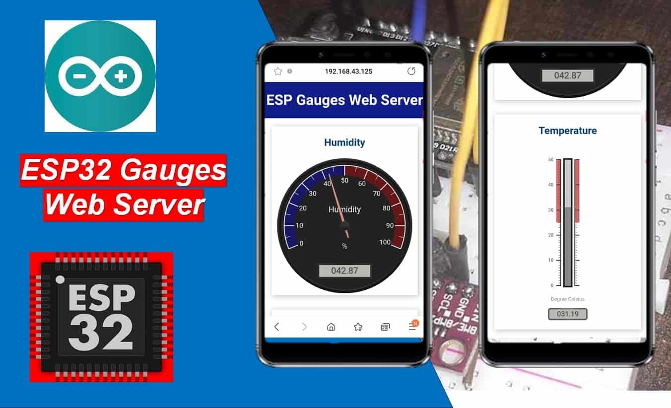 ESP32 Web Server Display Sensor Readings in Gauges Arduino IDE