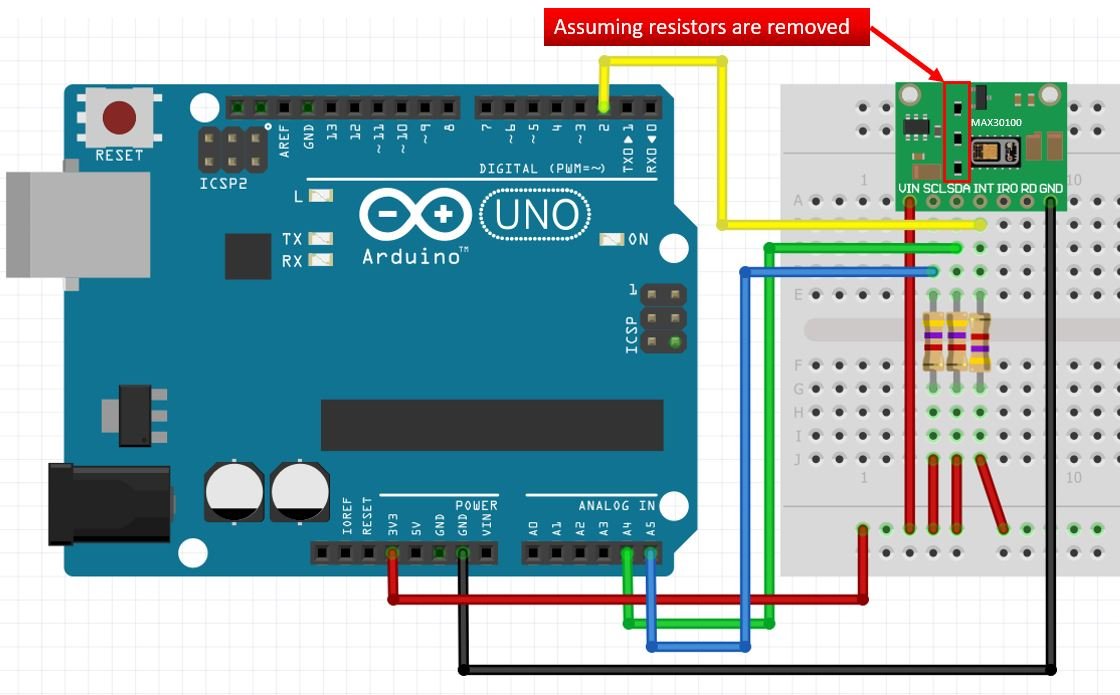 MAX30100 with Arduino (external resistors) connection diagram