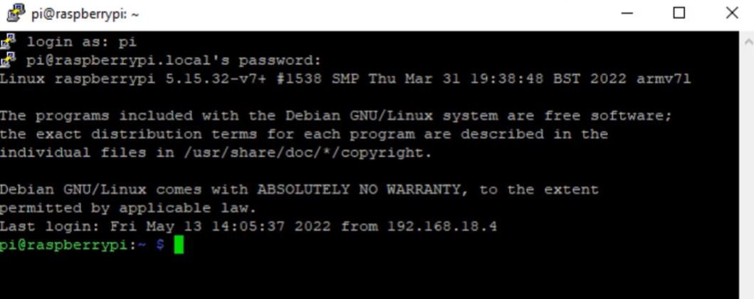 SSH into RPi Putty Configuration pic2