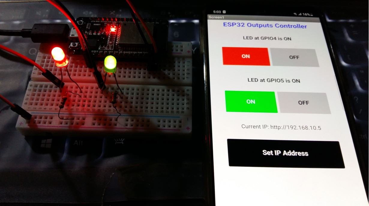 ESP32 Outputs Control using android app demo 6