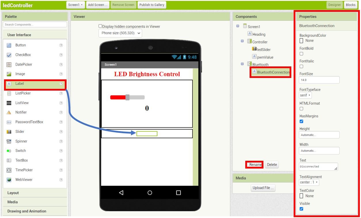 LED Slider Brightness Control App MIT APP Inventor 8