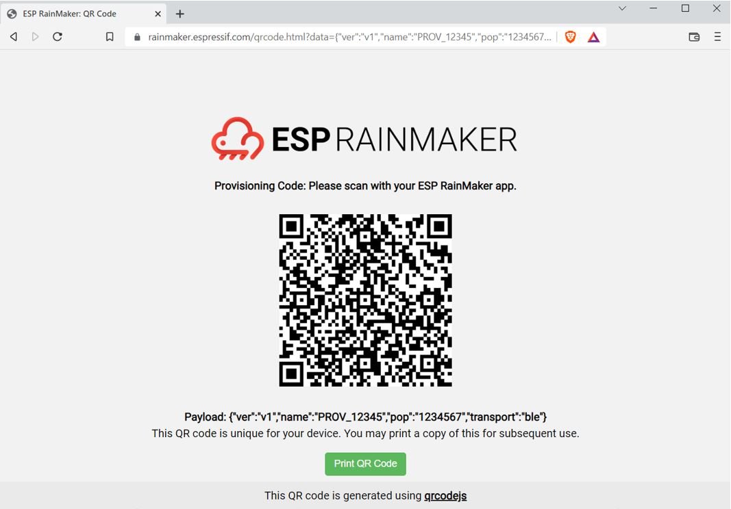 ESP RainMaker QR Code for ESP32 Project