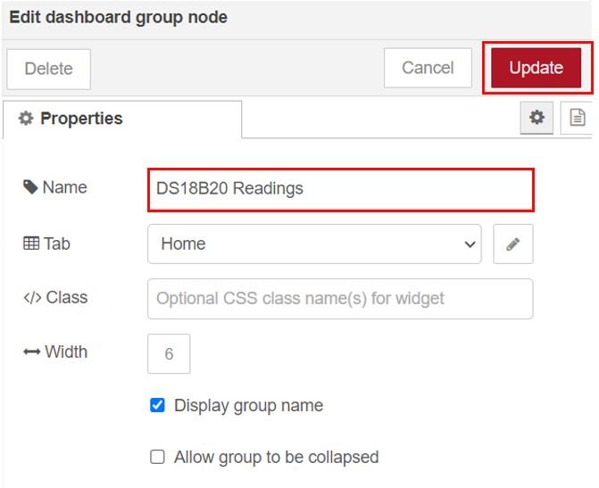 ESP32 MQTT DS18B20 Publish and Subscribe Project Set up Node-Red Dashboard 1