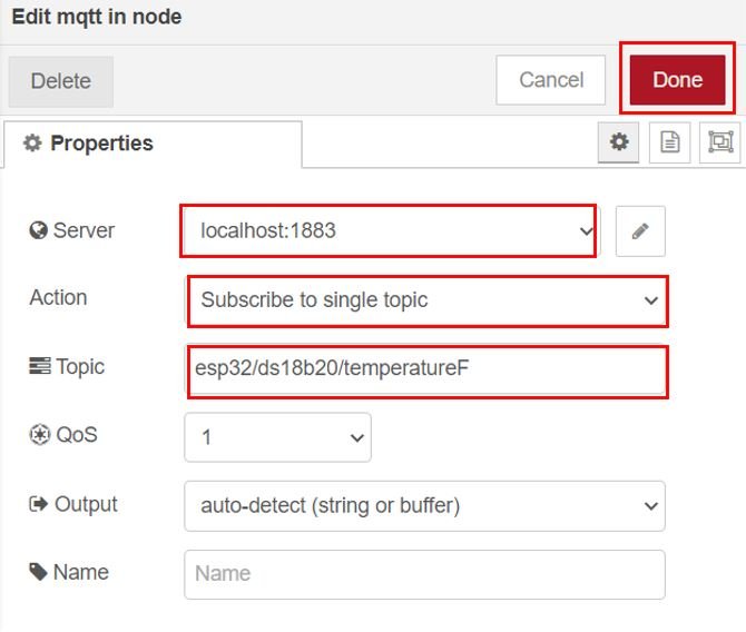 ESP32 MQTT DS18B20 Publish and Subscribe Project Set up Node-Red Dashboard 4