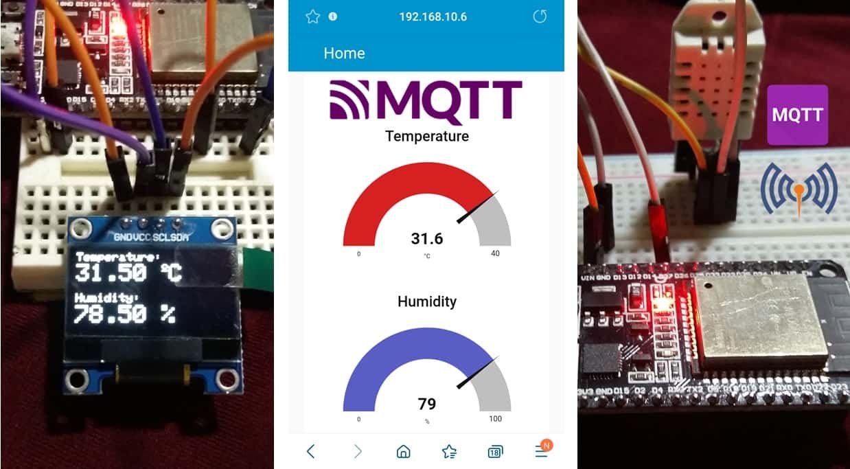 ESP32 MQTT Publish Subscribe DHT22 Sensor Readings with Arduino IDE