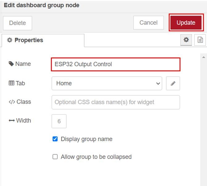 ESP32 MQTT Publish and Subscribe Project Control Output Set up Node-Red Dashboard 1