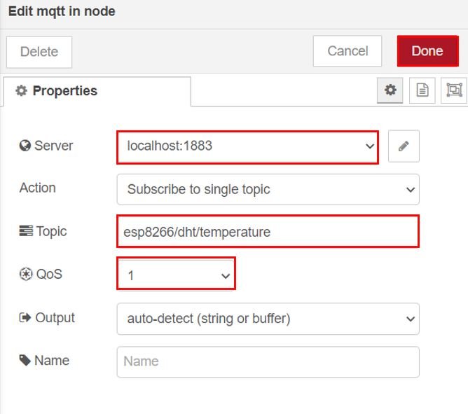 ESP8266 MQTT DHT Publish and Subscribe Project Set up Node-Red Dashboard 1