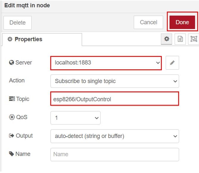 ESP8266 MQTT Publish and Subscribe Control Output Set up Node-Red Dashboard 7