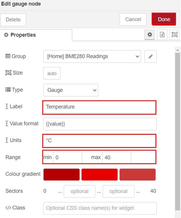 ESP32 and ESP8266 MQTT Publish and Subscribe Project for BME280 Set up Node-Red Dashboard 4