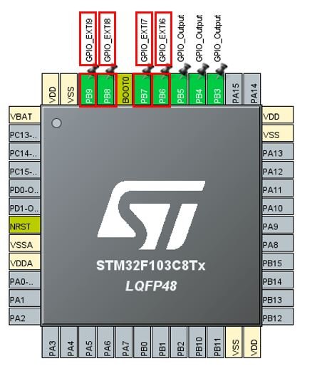 STM32 Blue Pill with 4x3 Keypad Setup Columns GPIO EXTI