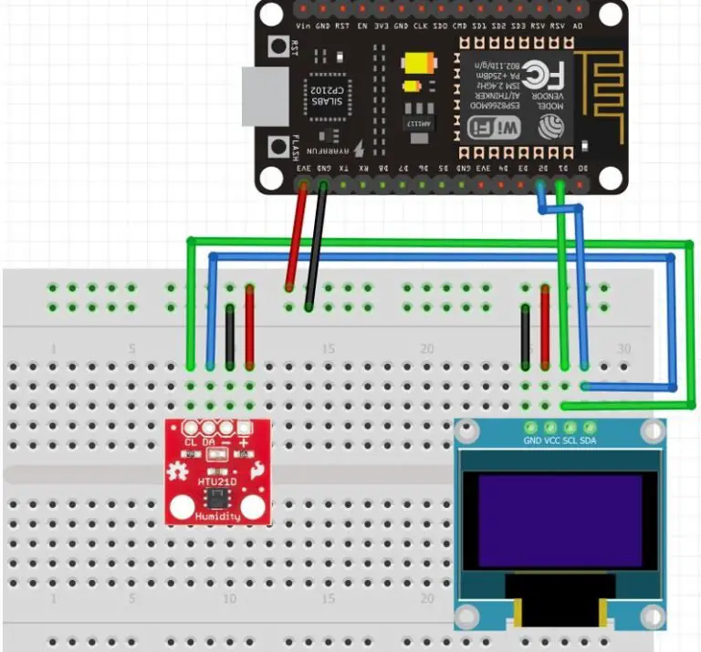 ESP8266 NodeMCU with HTU21D Temperature & Humidity Sensor