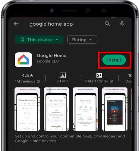 Install Google Home Application