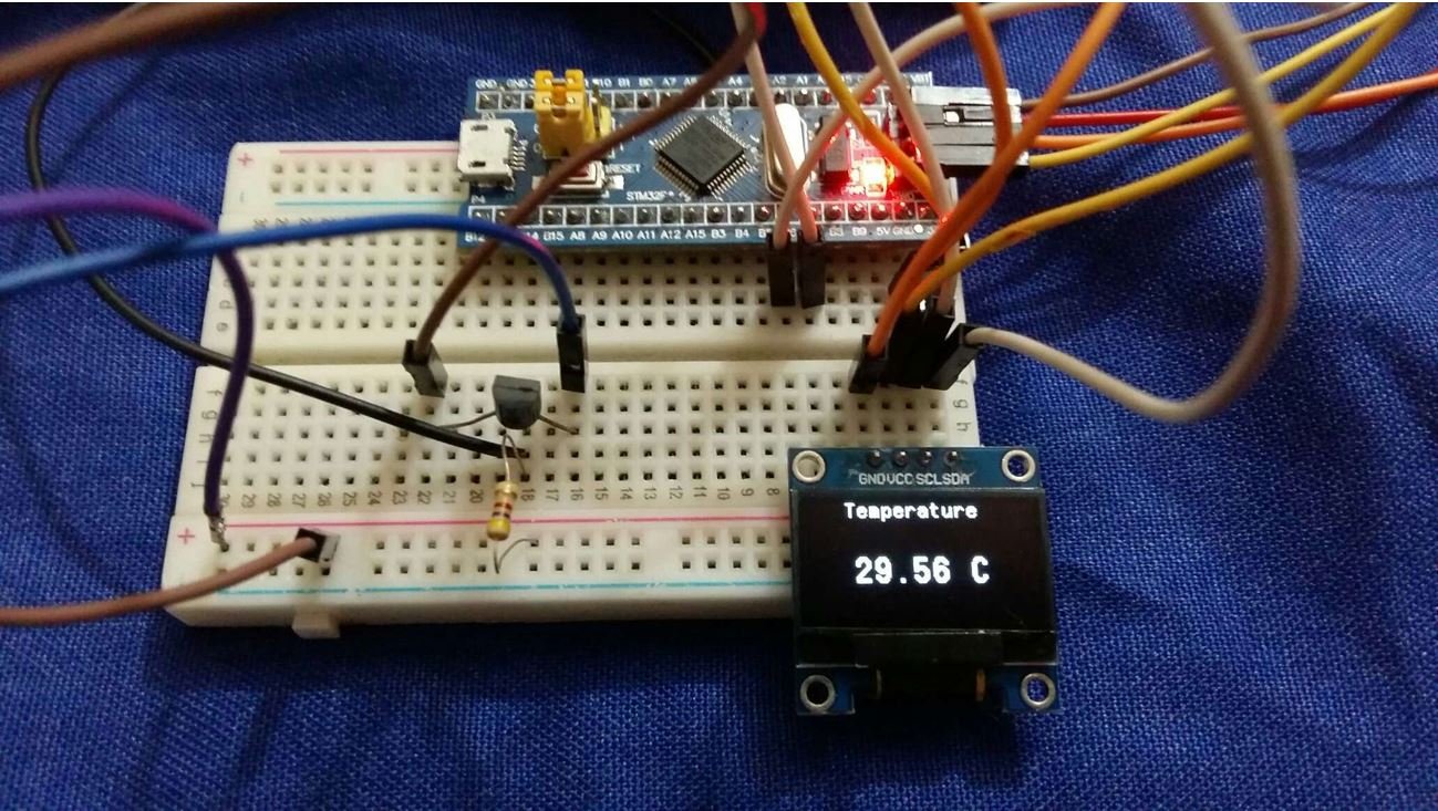 STM32 Blue Pill DS18B20 Sensor with OLED view temperature readings