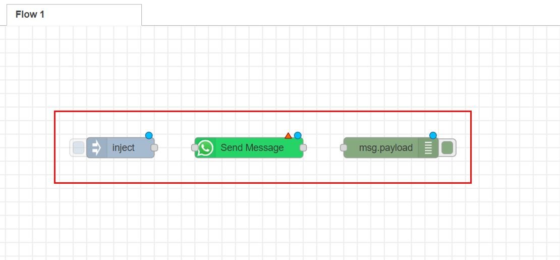 Node-RED Add Nodes to Flow for WhatsApp simple message