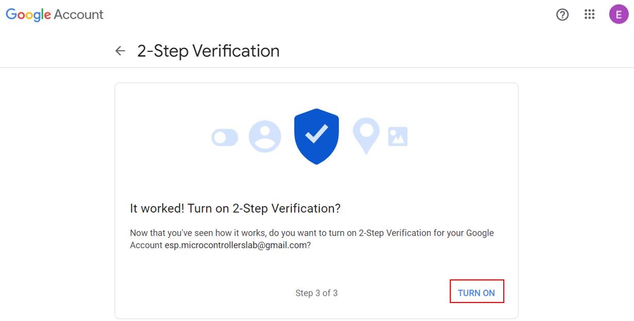 Node-RED send email alerts turn on 2-step verification