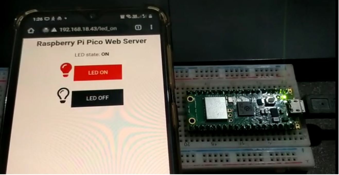 Raspberry Pi Pico W Control LED Web Server LED ON demo