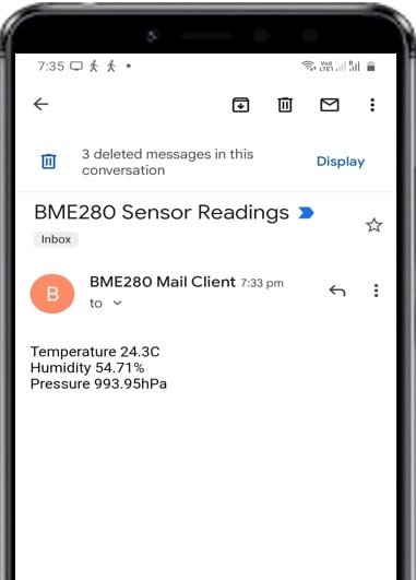 ESP32 send BME280 readings via email using SMTP client
