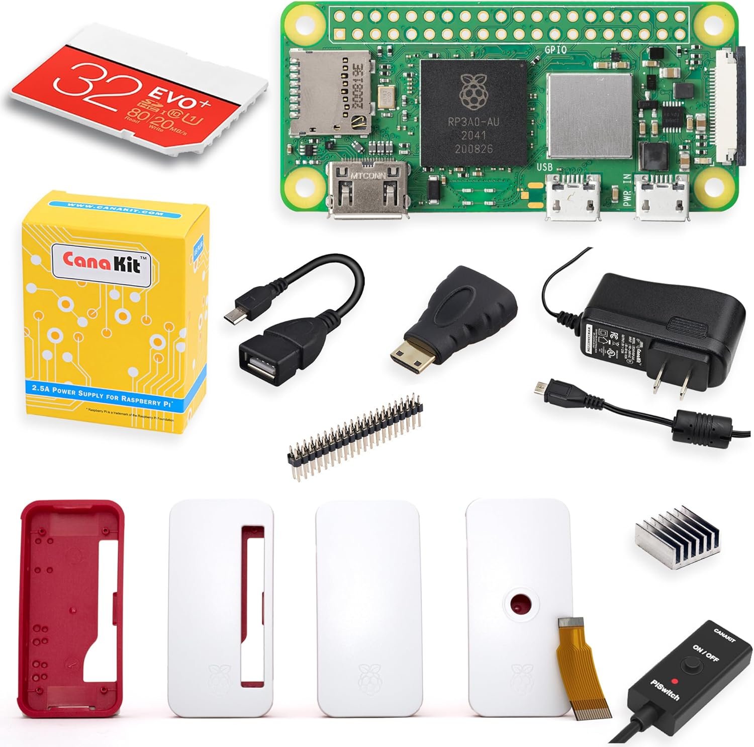 CanaKit Raspberry Pi Zero 2 W starter kit with official red and white case