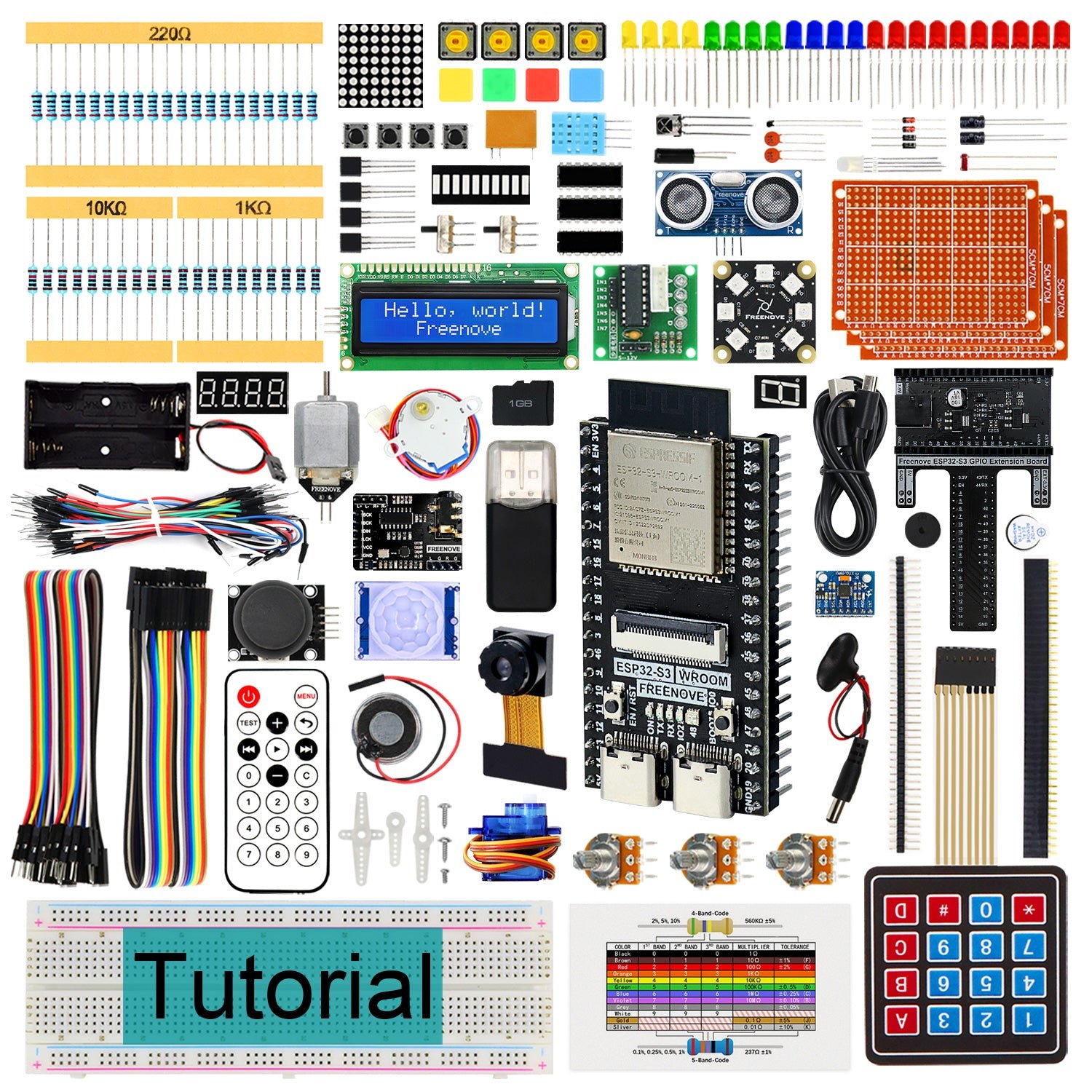 Freenove Ultimate Starter Kit for ESP32-S3 CAM camera board with components