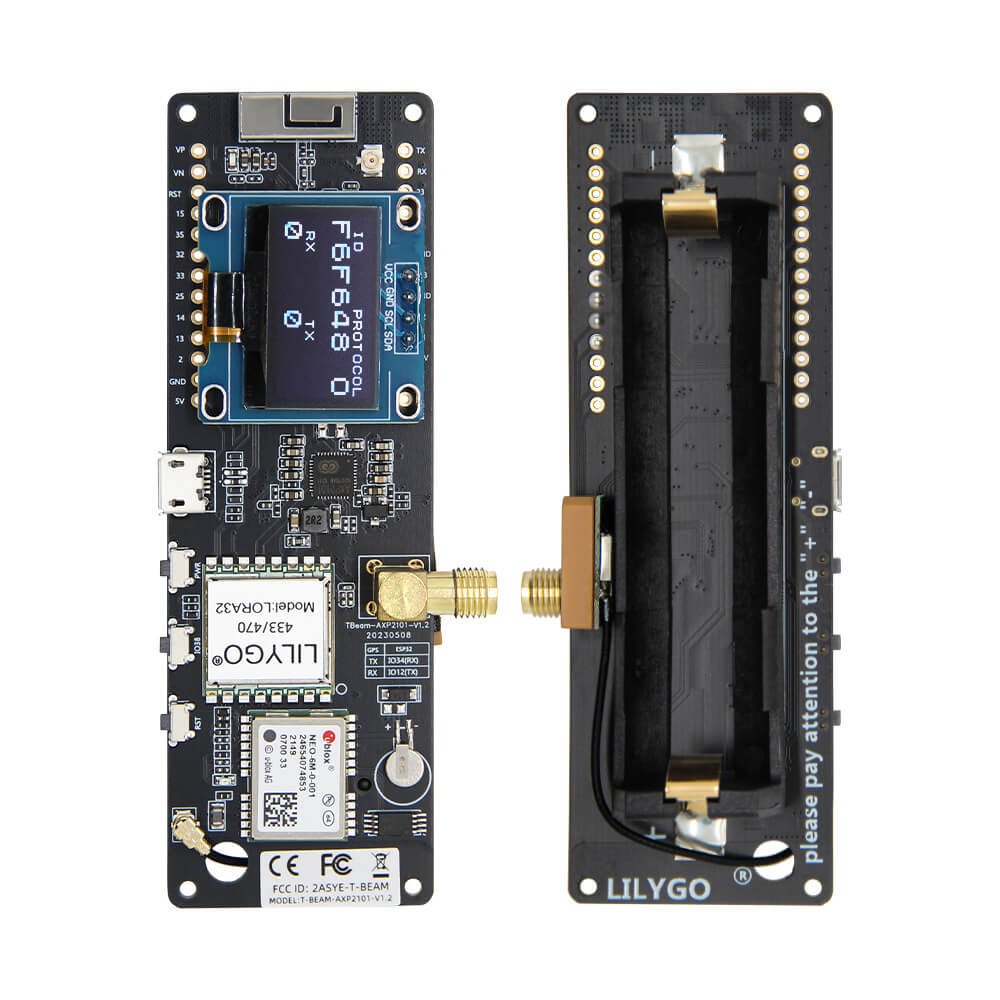 LILYGO T-Beam ESP32 LoRa SX1276 board with NEO-6M GPS and 18650 battery holder