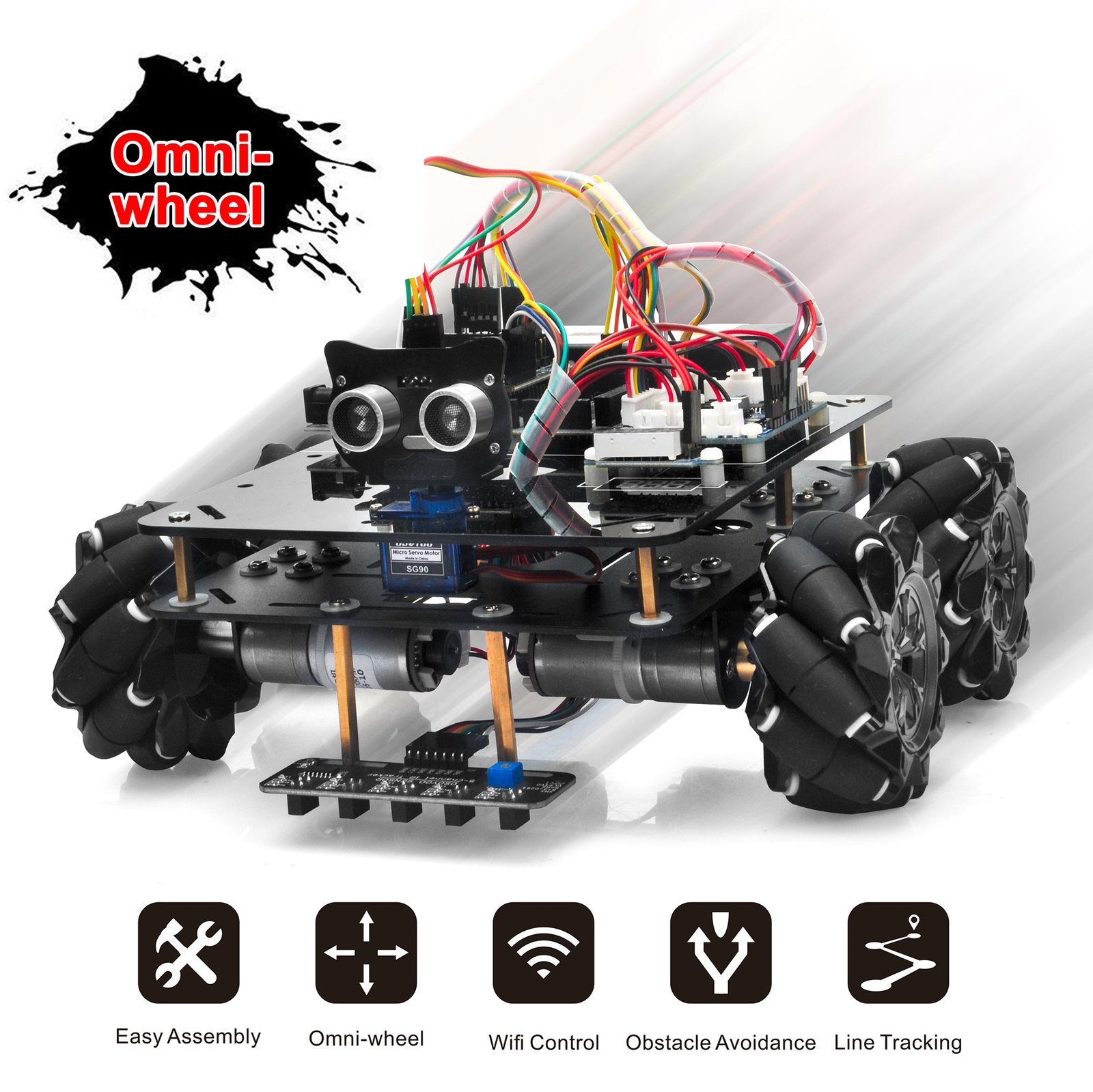 OSOYOO omni-directional mecanum wheel metal robot car kit for Arduino Mega2560