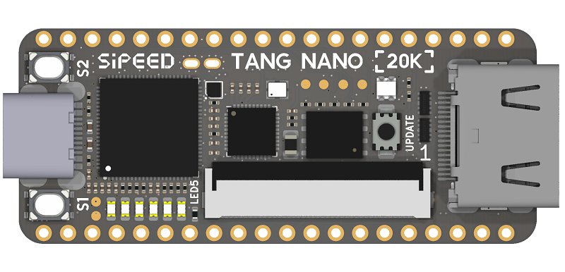 Sipeed Tang Nano 20K Gowin GW2AR FPGA development board for RISC-V and retro gaming