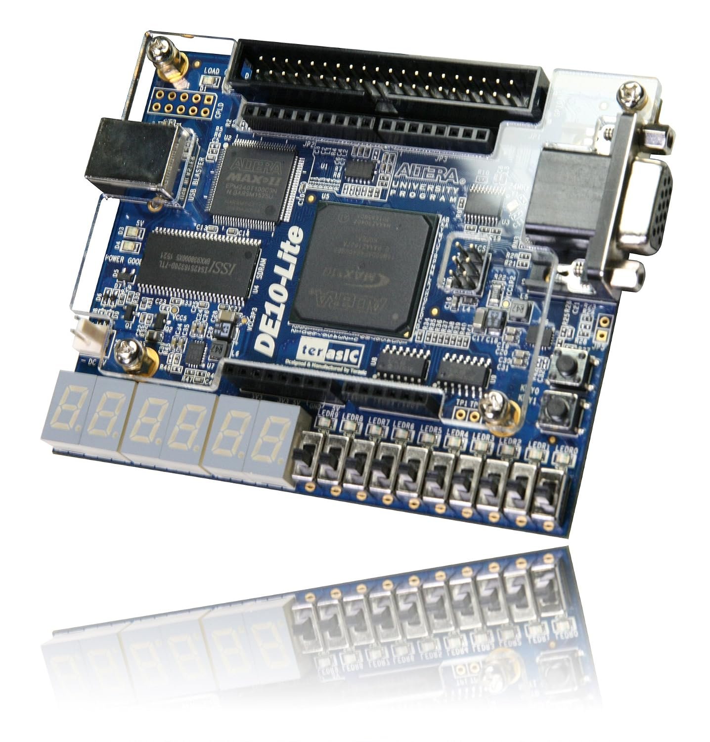 Terasic DE10-Lite Intel MAX 10 FPGA board for classrooms and Verilog courses