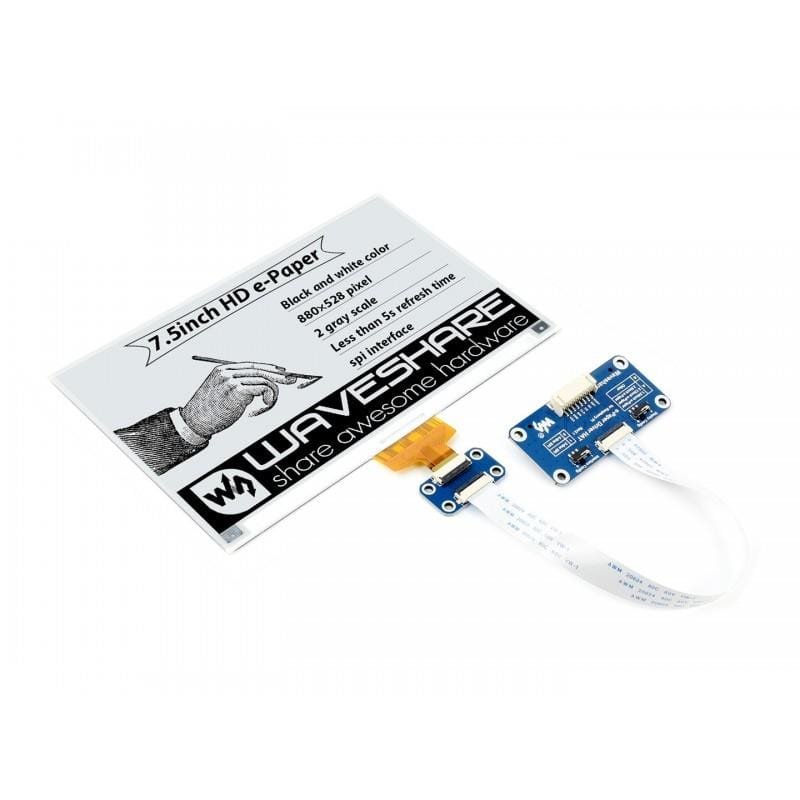Waveshare 7.5 inch e-Paper HAT for Raspberry Pi 800x480