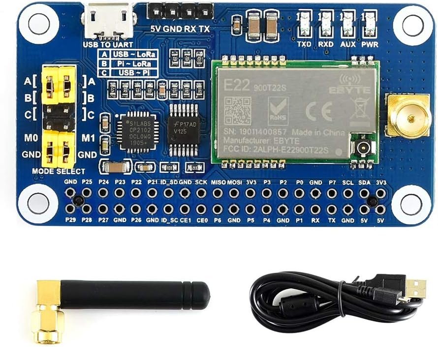Waveshare SX1262 LoRa HAT for Raspberry Pi 915MHz UART long range module