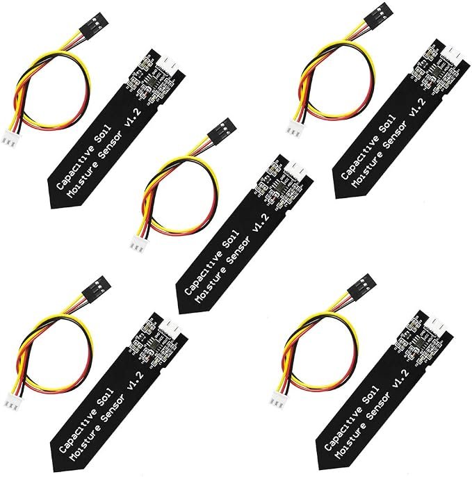 HiLetgo capacitive soil moisture sensor 5-pack wide voltage with cable wire
