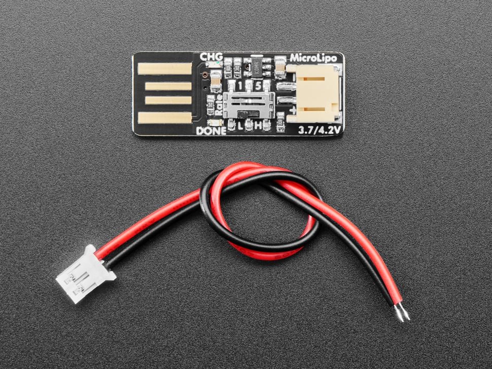 Adafruit Micro Lipo tiny USB LiIon LiPoly charger with JST connector for wearable projects