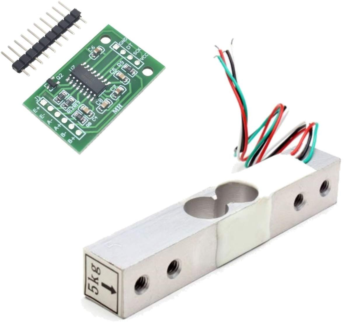 5kg load cell with HX711 amplifier weight and force measurement kit for Arduino