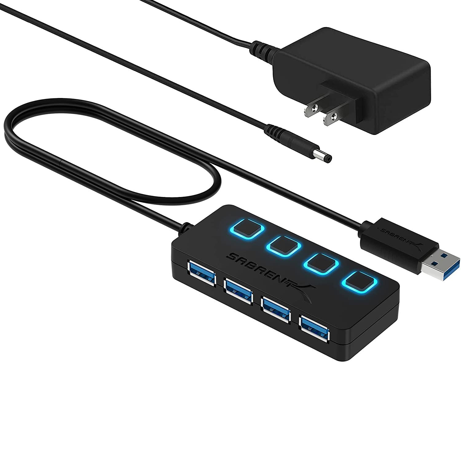 Sabrent HB-UMP3 4-port powered USB 3.0 hub with individual power switches for Raspberry Pi