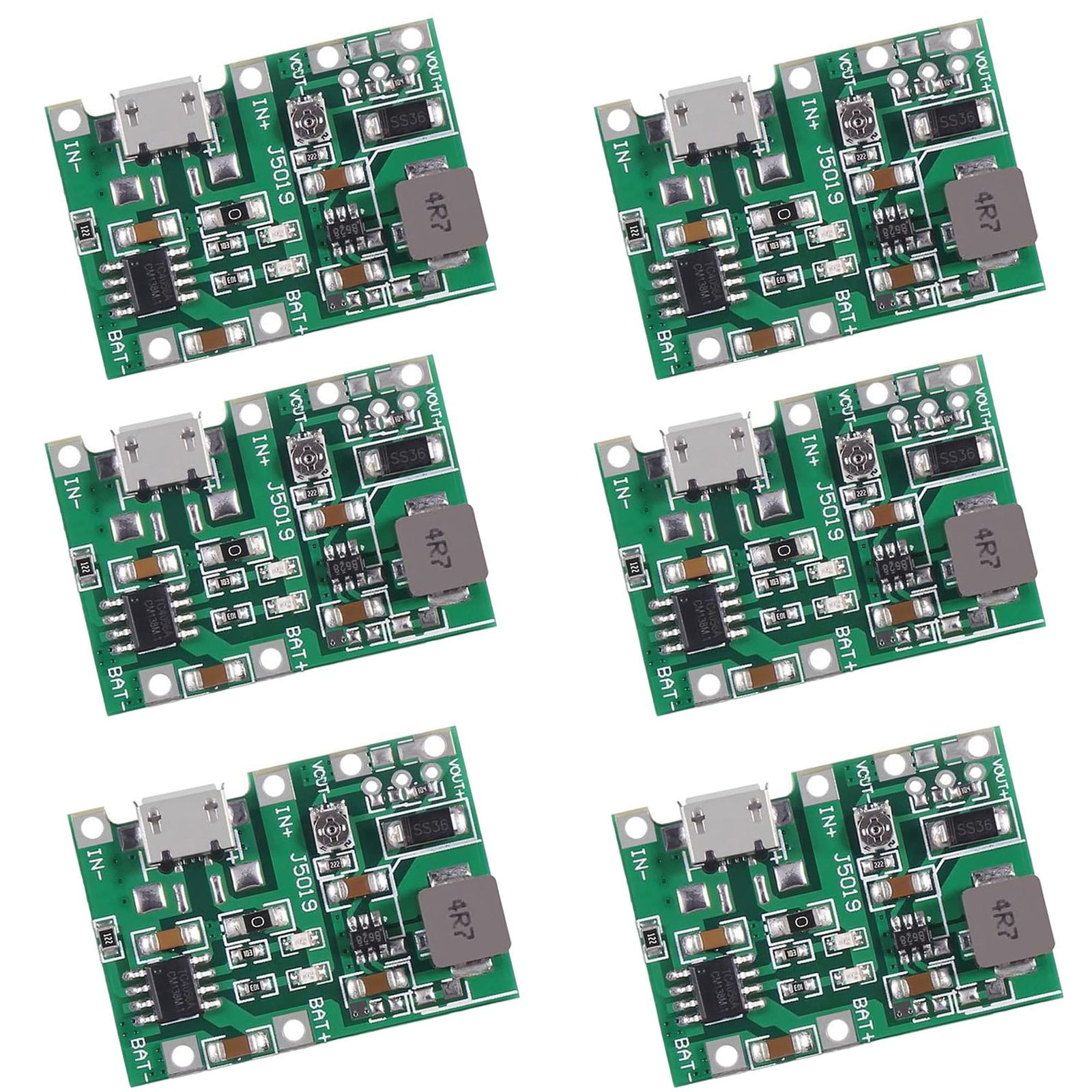 TP4056 18650 charging module with integrated 5V DC boost converter for DIY power bank