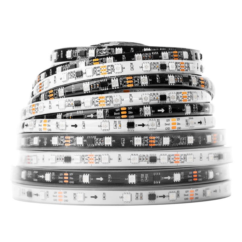 BTF-LIGHTING WS2811 12V addressable RGB LED strip groups of three pixels