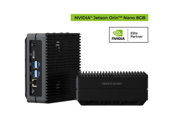 Seeed Studio reComputer J3011 edge AI device with NVIDIA Jetson Orin Nano 8GB module and aluminium case