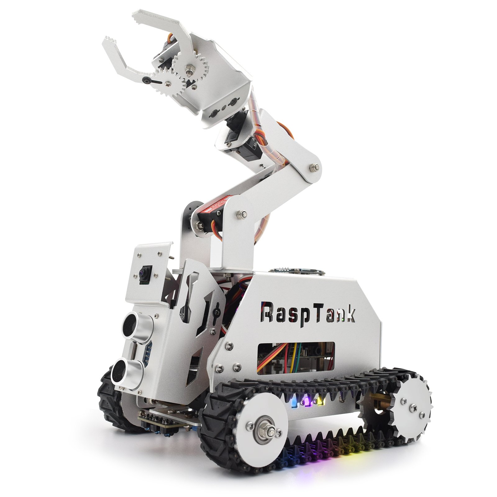 Adeept RaspTank Metal tracked robot kit for Raspberry Pi with 4-DOF robotic arm and OpenCV camera