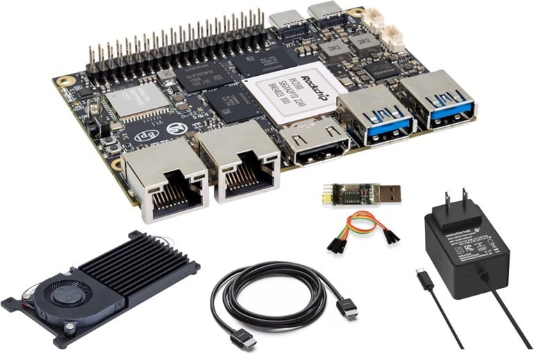 Banana Pi BPI-M7 RK3588 single board computer with dual 2.5GbE, cooling fan and power adapter