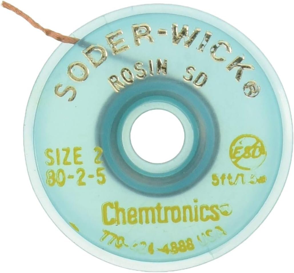 Chemtronics Soder-Wick Rosin 80-2-5 desoldering braid on ESD-safe bobbin