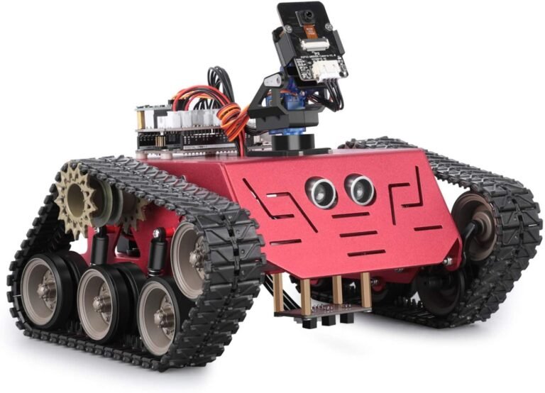 ELEGOO Conqueror robot tank kit with stainless steel tracked chassis, UNO R3 board and WiFi FPV camera on a servo gimbal