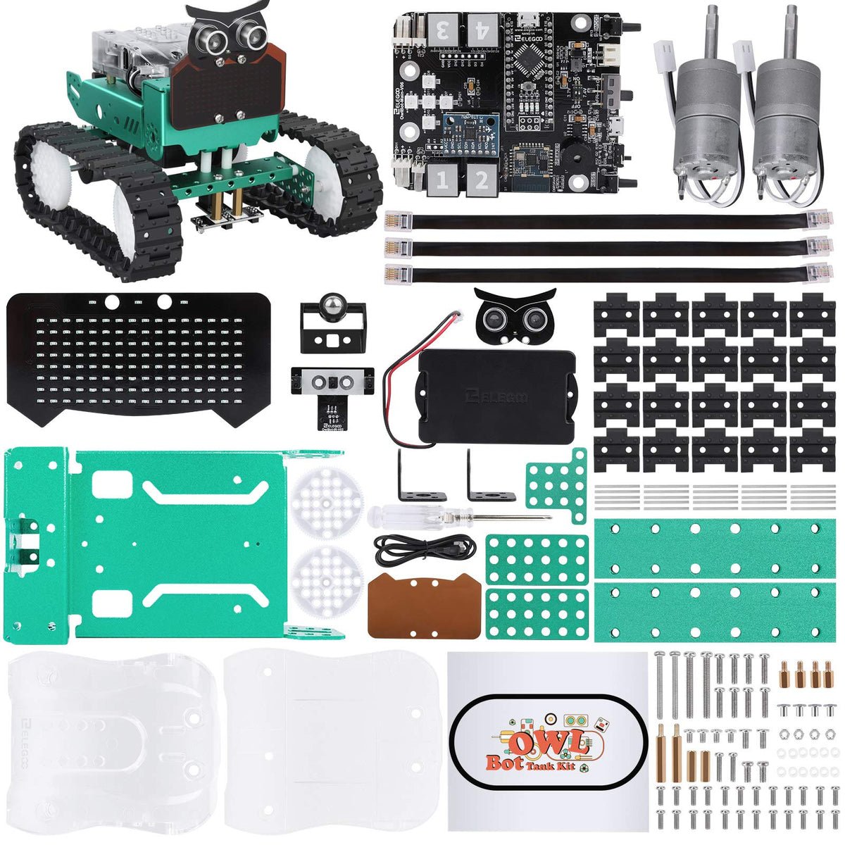 ELEGOO Owl Smart Robotics Car Kit V2.0 tracked Arduino Nano robot with ultrasonic and infrared photoelectric obstacle sensors