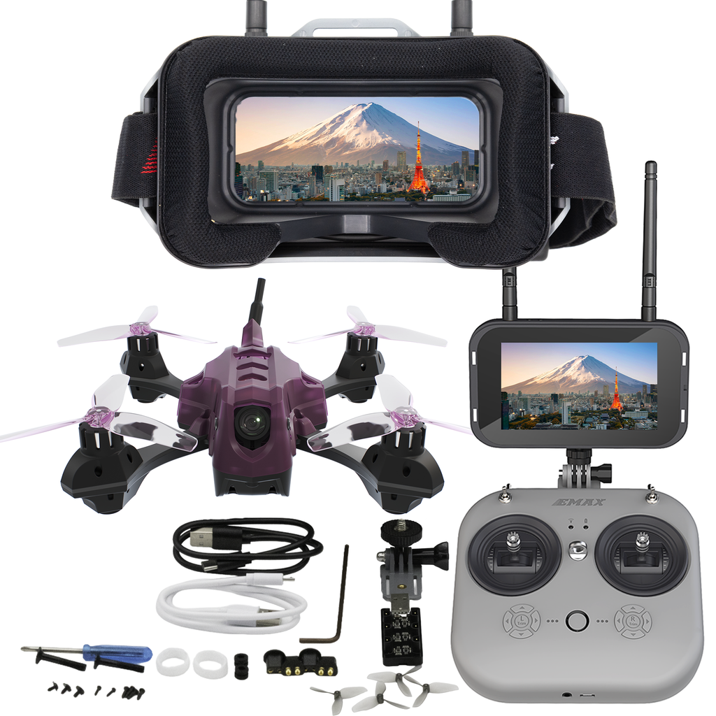 EMAX Tinyhawk Lite Adventure RTF FPV drone kit with ELRS controller and FPV goggles