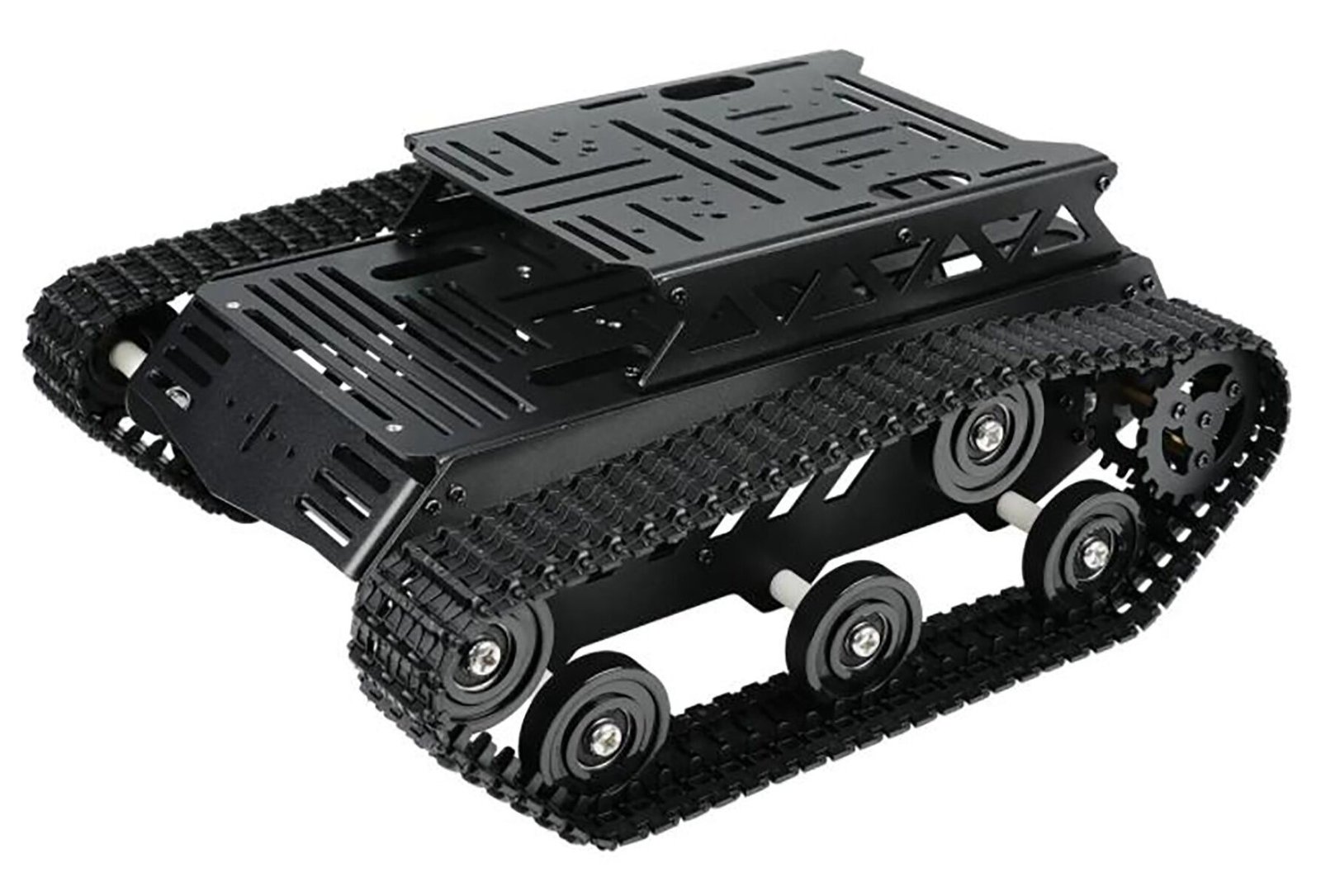 Hiwonder shock absorbing tank car chassis kit with DC geared motors and plastic tracks for Arduino, Raspberry Pi and Jetson Nano