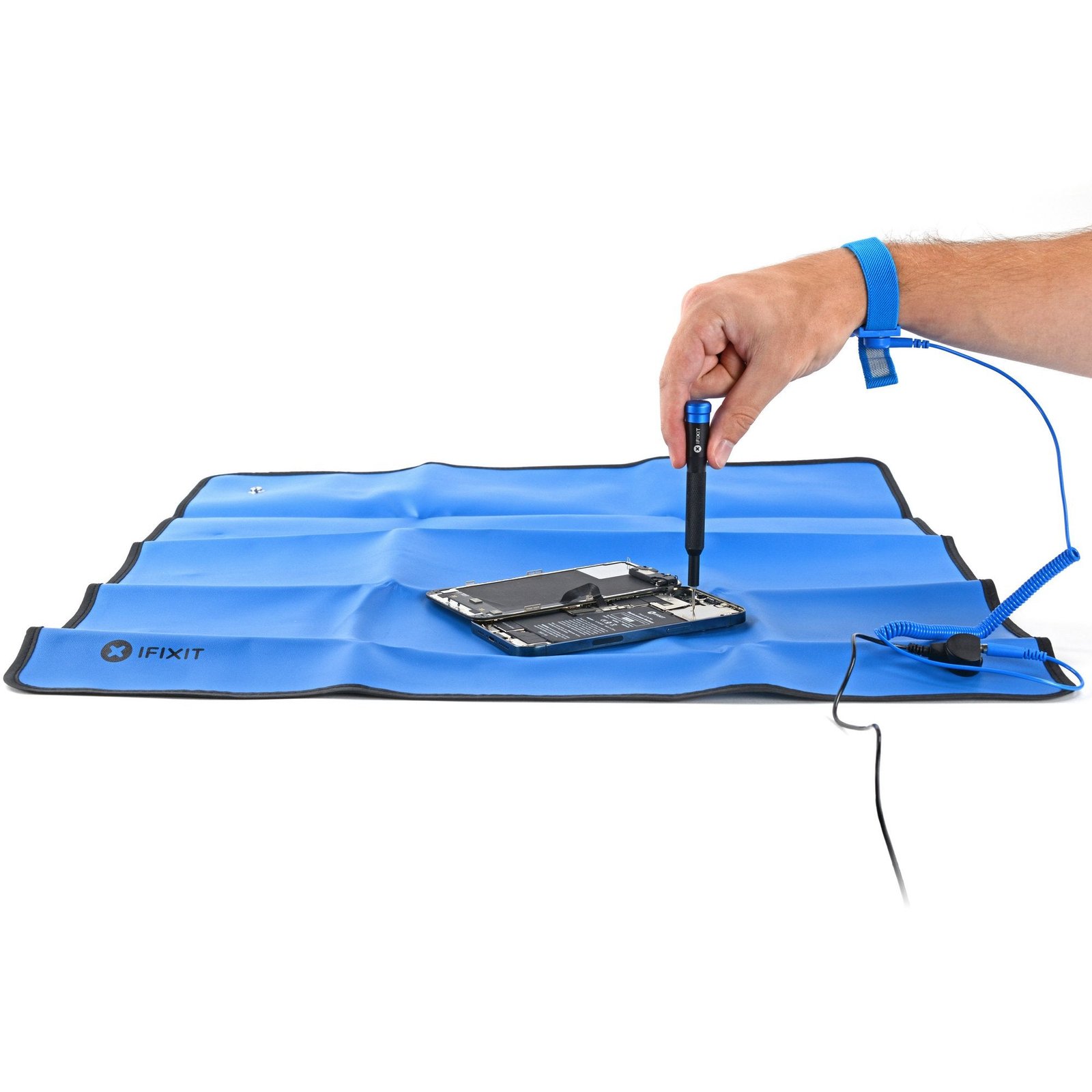 iFixit portable anti-static ESD mat with wrist strap and grounding cord for electronics repair