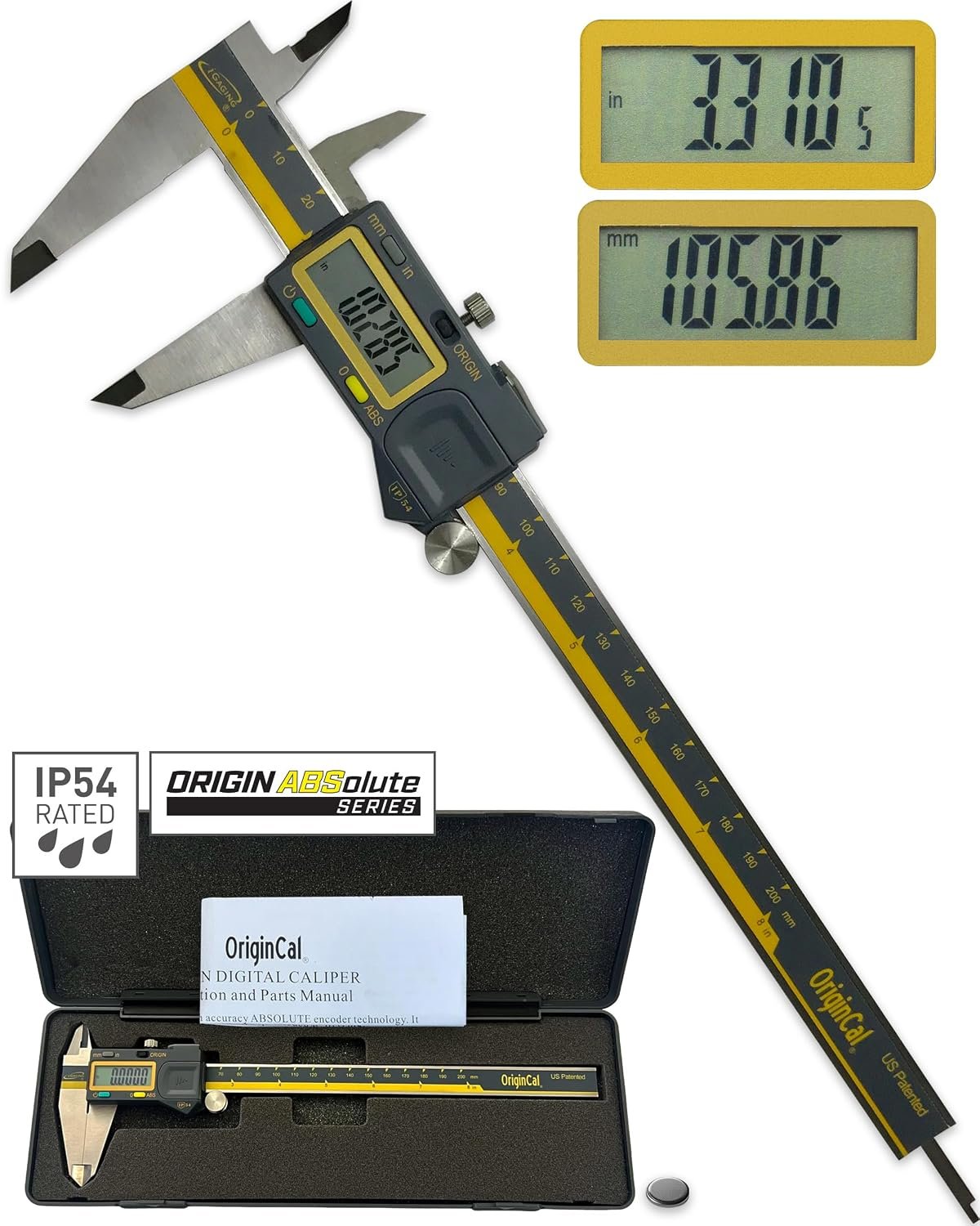 iGaging Absolute Origin 0-8 inch digital caliper IP54 with SPC output